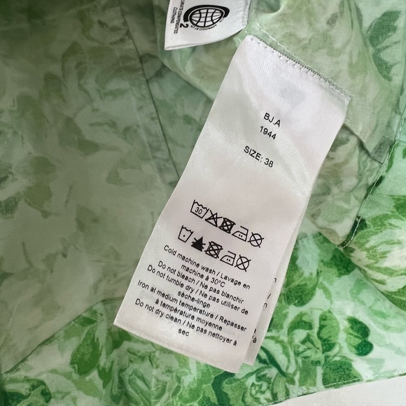 Ganni Green Floral Puff Sleeve Poplin Top - Picture 7 of 7